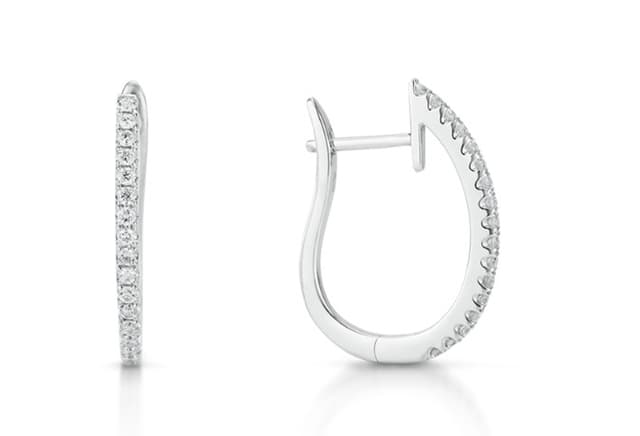 U Shape Diamond Hoop Earrings