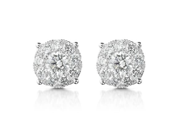 Simplicity Classic Pave Illusion Diamond Halo Stud Earrings